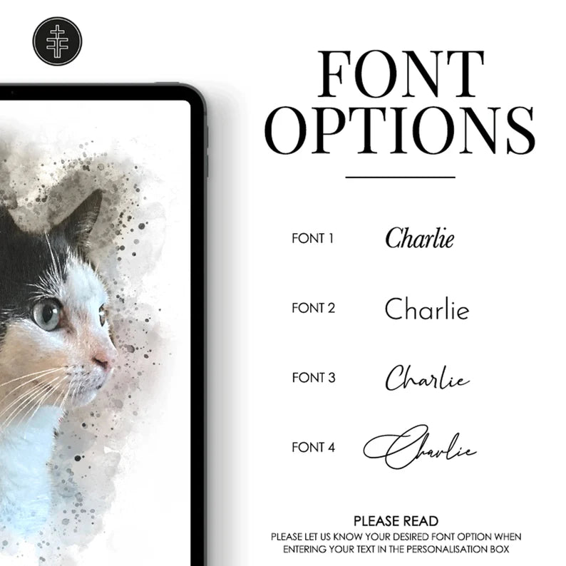 Personalised Watercolour Cat Portrait Art