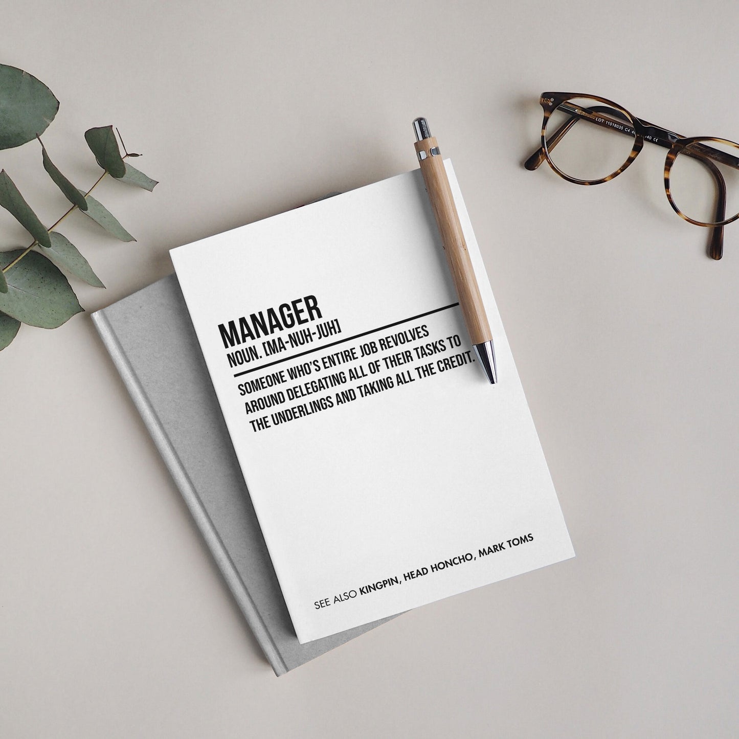 Funny Personalised "Manager" Definition Notebook