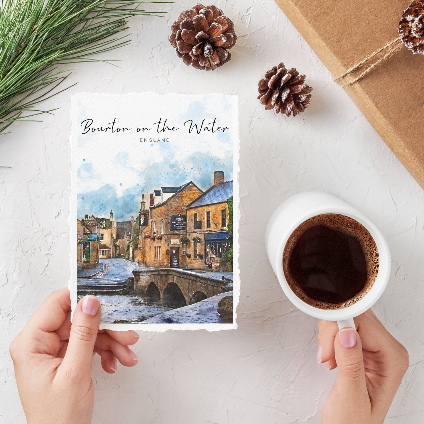 Custom Town/City/Landscape Watercolour Print on Handmade Paper