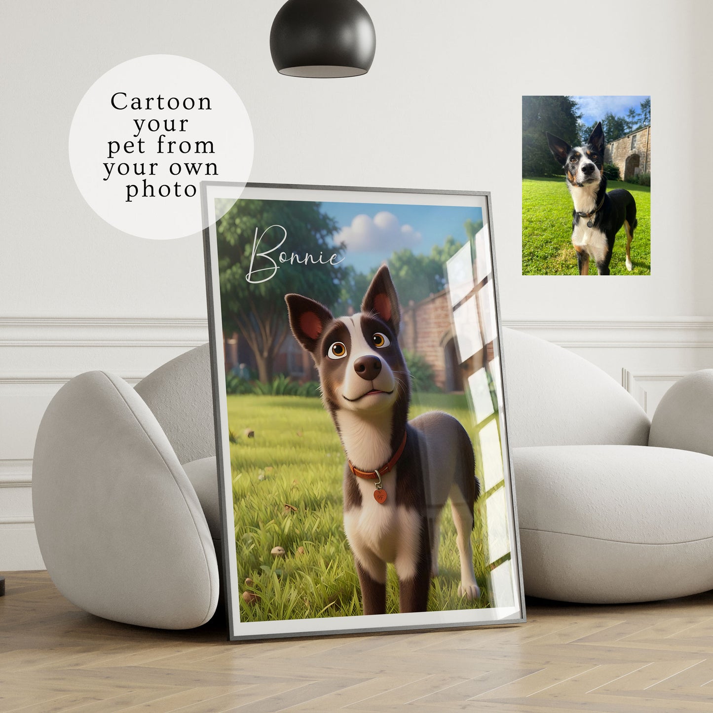 Personalised Disney Style Cartoon Pet Portrait Art