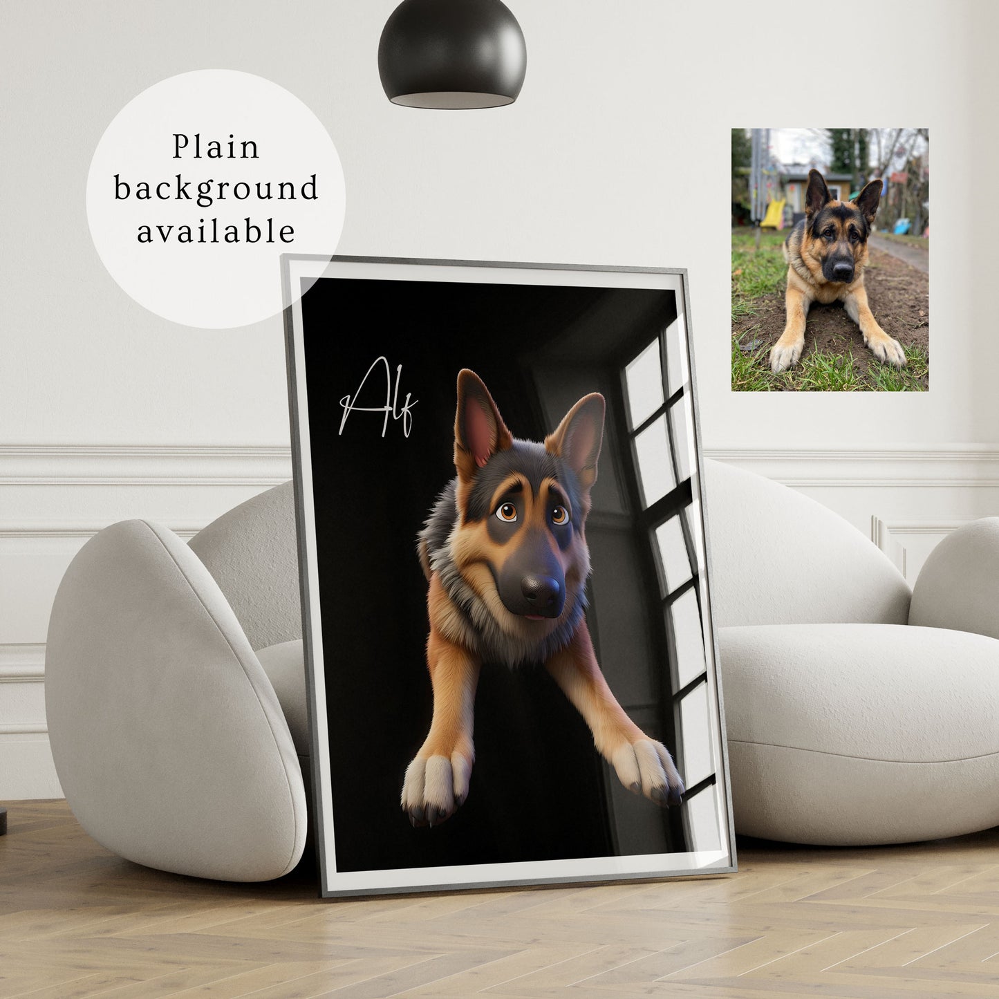 Personalised Disney Style Cartoon Pet Portrait Art