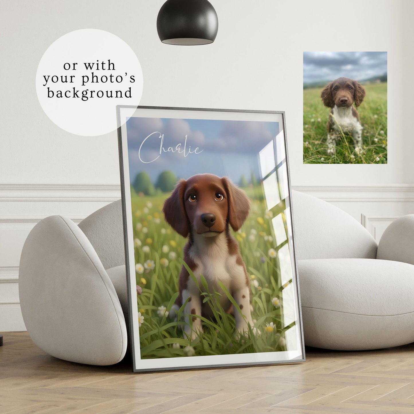 Personalised Disney Style Cartoon Pet Portrait Art