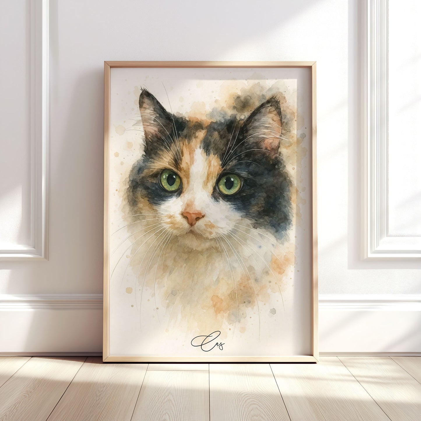 Personalised Watercolour Cat Portrait Art