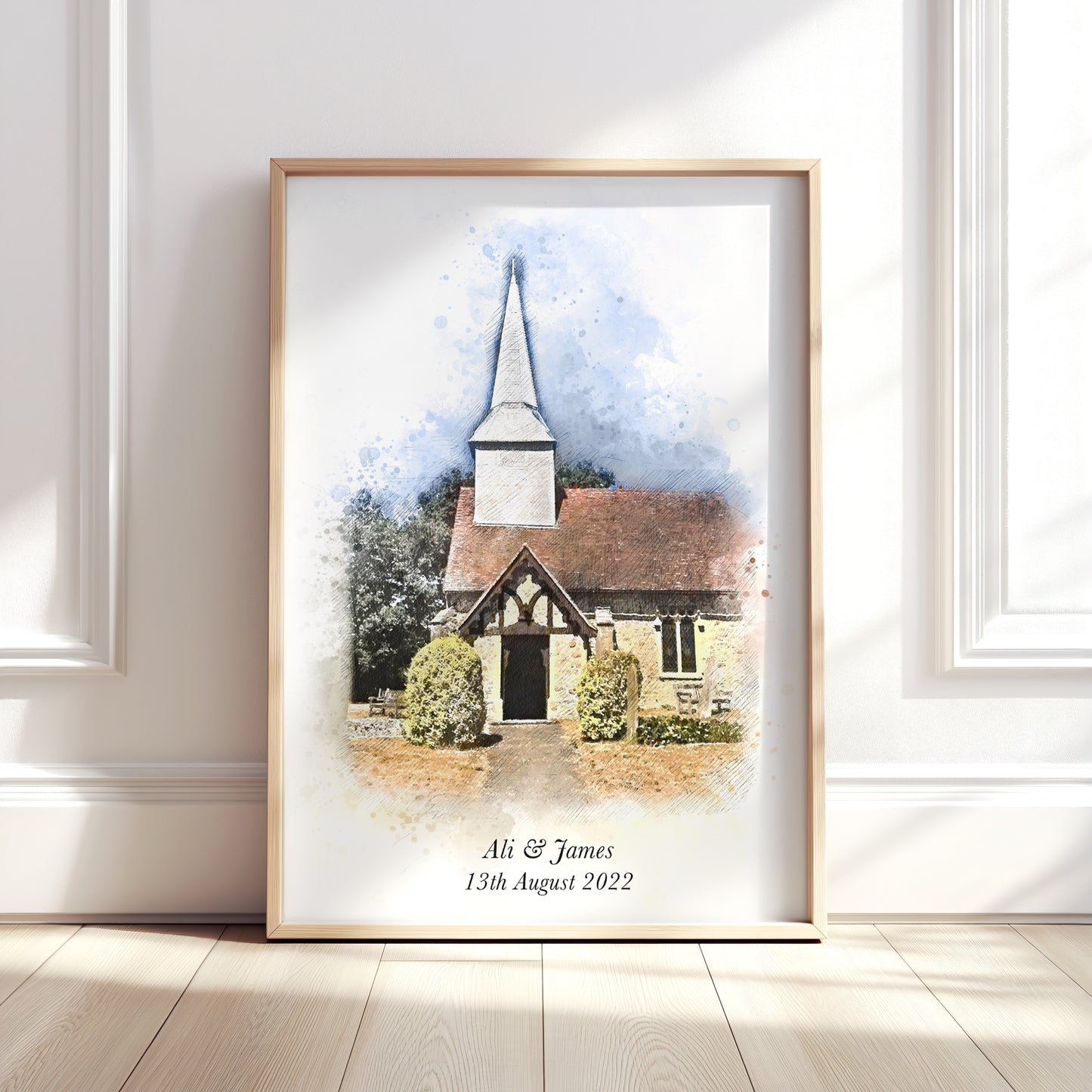 Personalised Watercolour Church Portrait