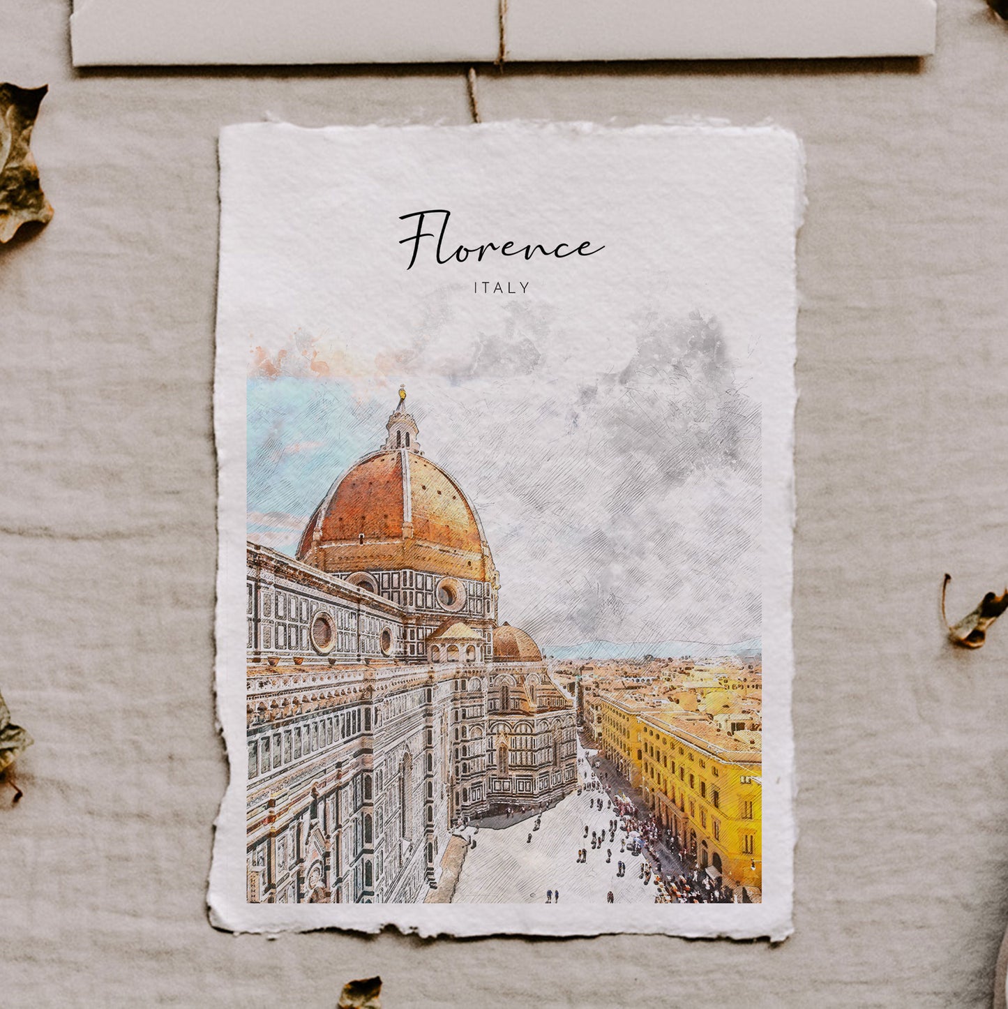 Custom Town/City/Landscape Watercolour Print on Handmade Paper