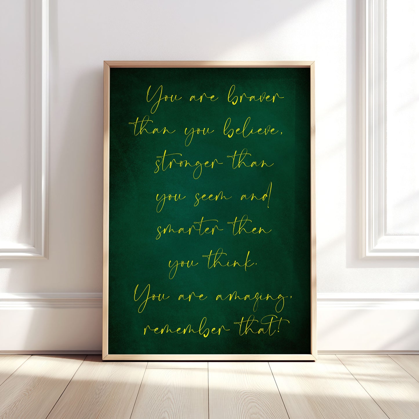 Your Own Quote Custom Wall Poster - Emerald Green Print (Yellow Text)