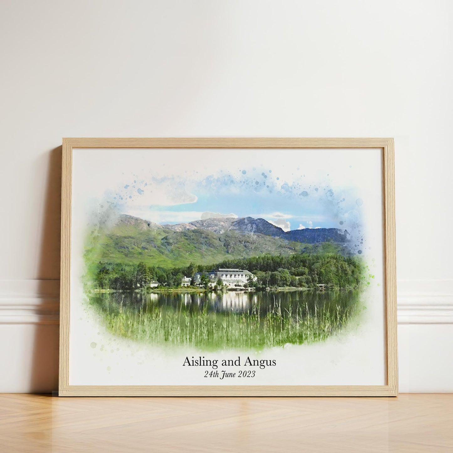 Personalised Watercolour Wedding Venue Portrait