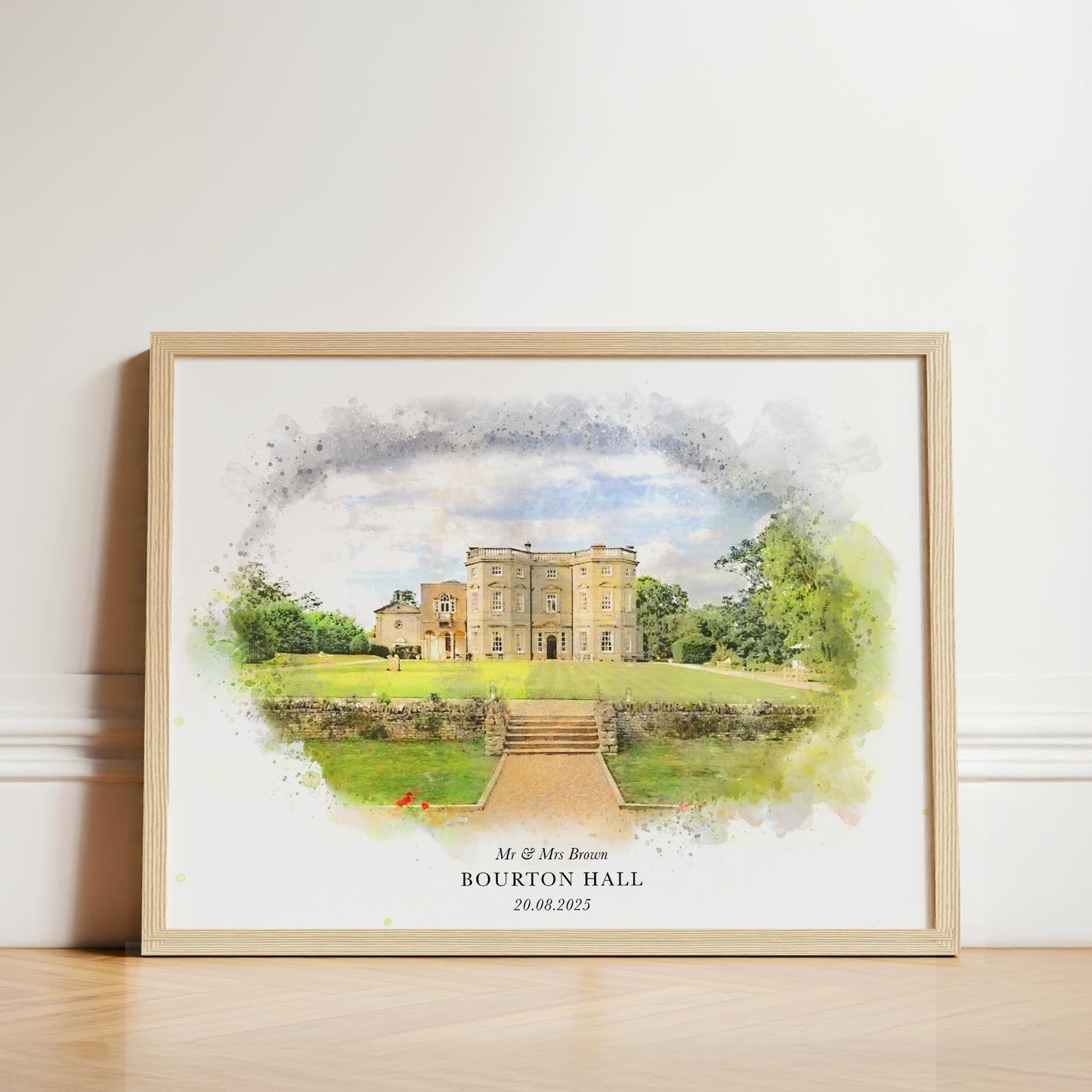 Personalised Watercolour Wedding Venue Portrait