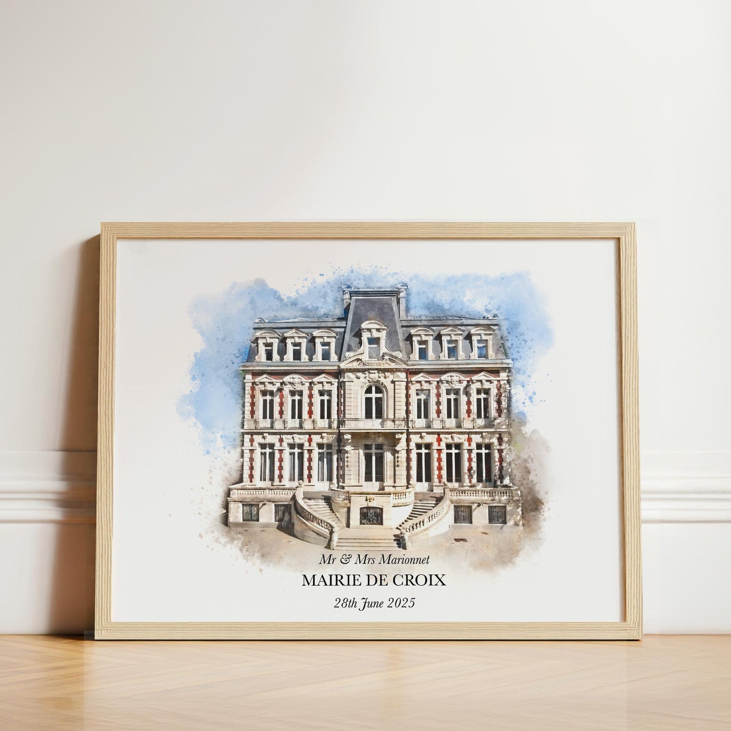 Personalised Watercolour Wedding Venue Portrait