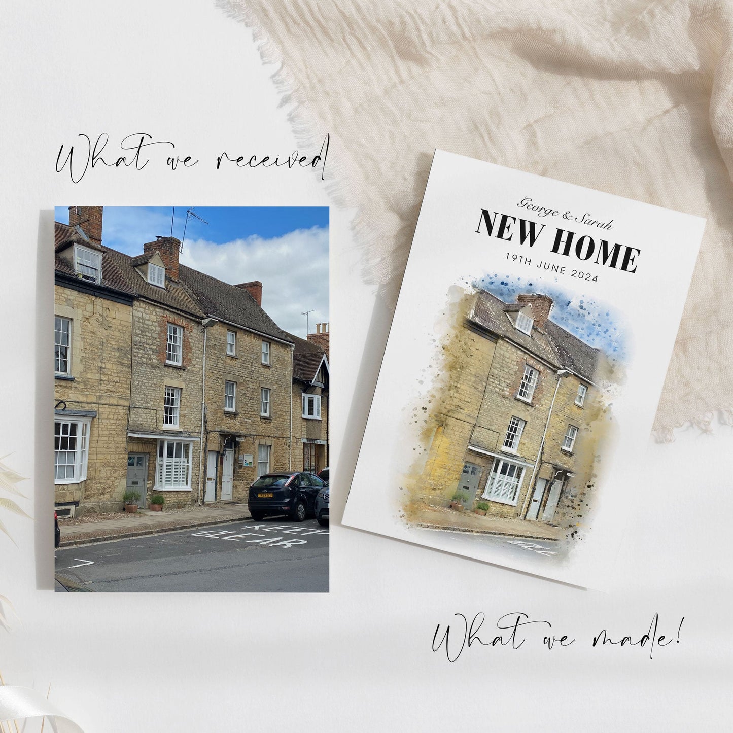 Personalised Watercolour New Home Card from Your Own Photo | Custom Greeting Cards | Housewarming Cards