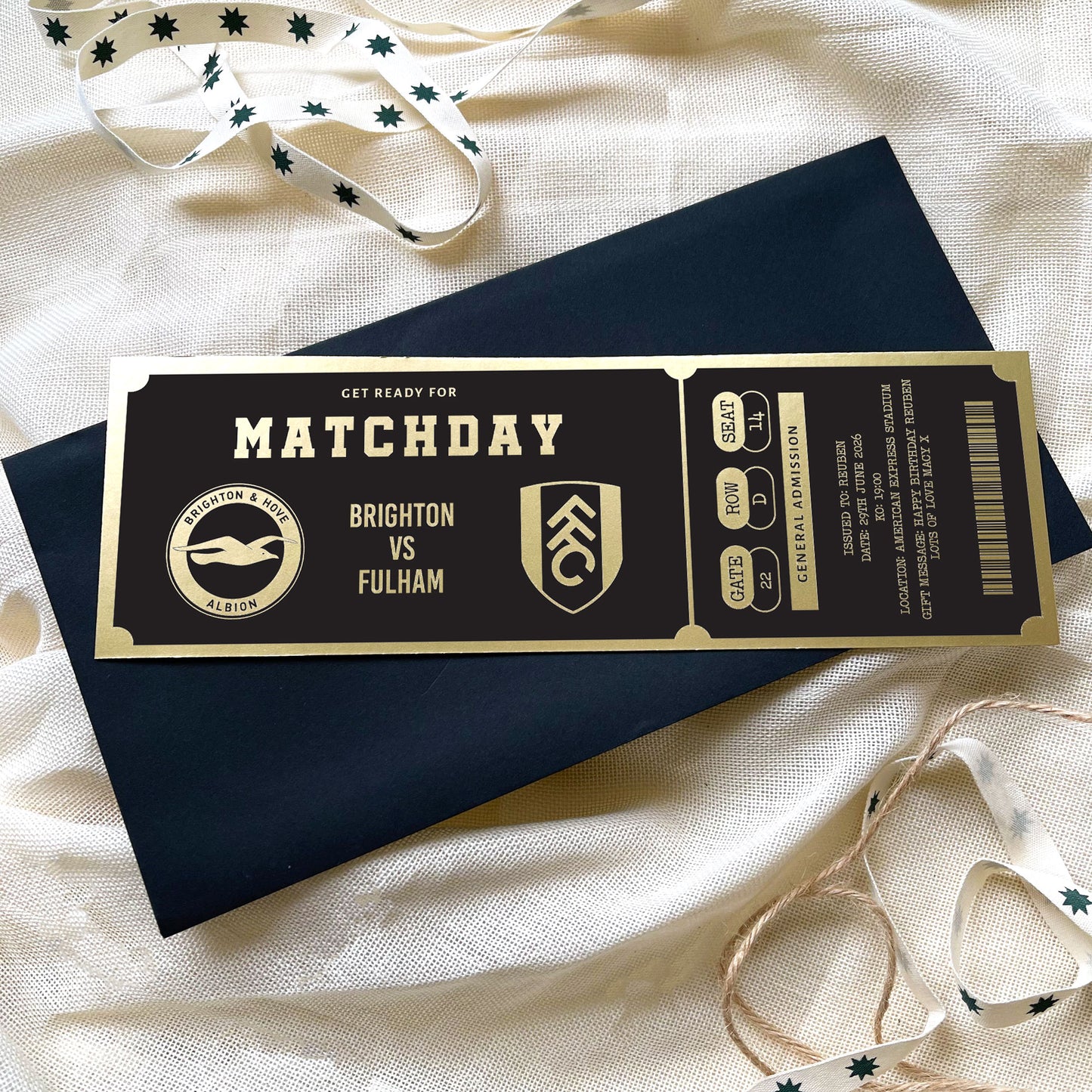 Personalised Football Matchday Ticket Keepsake