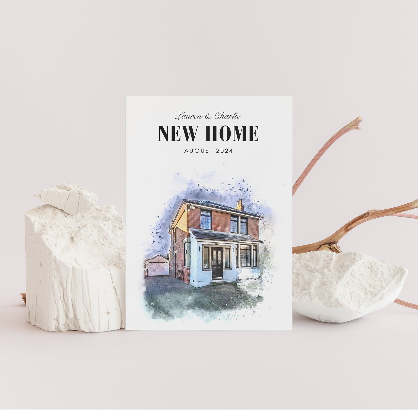 Personalised Watercolour New Home Card