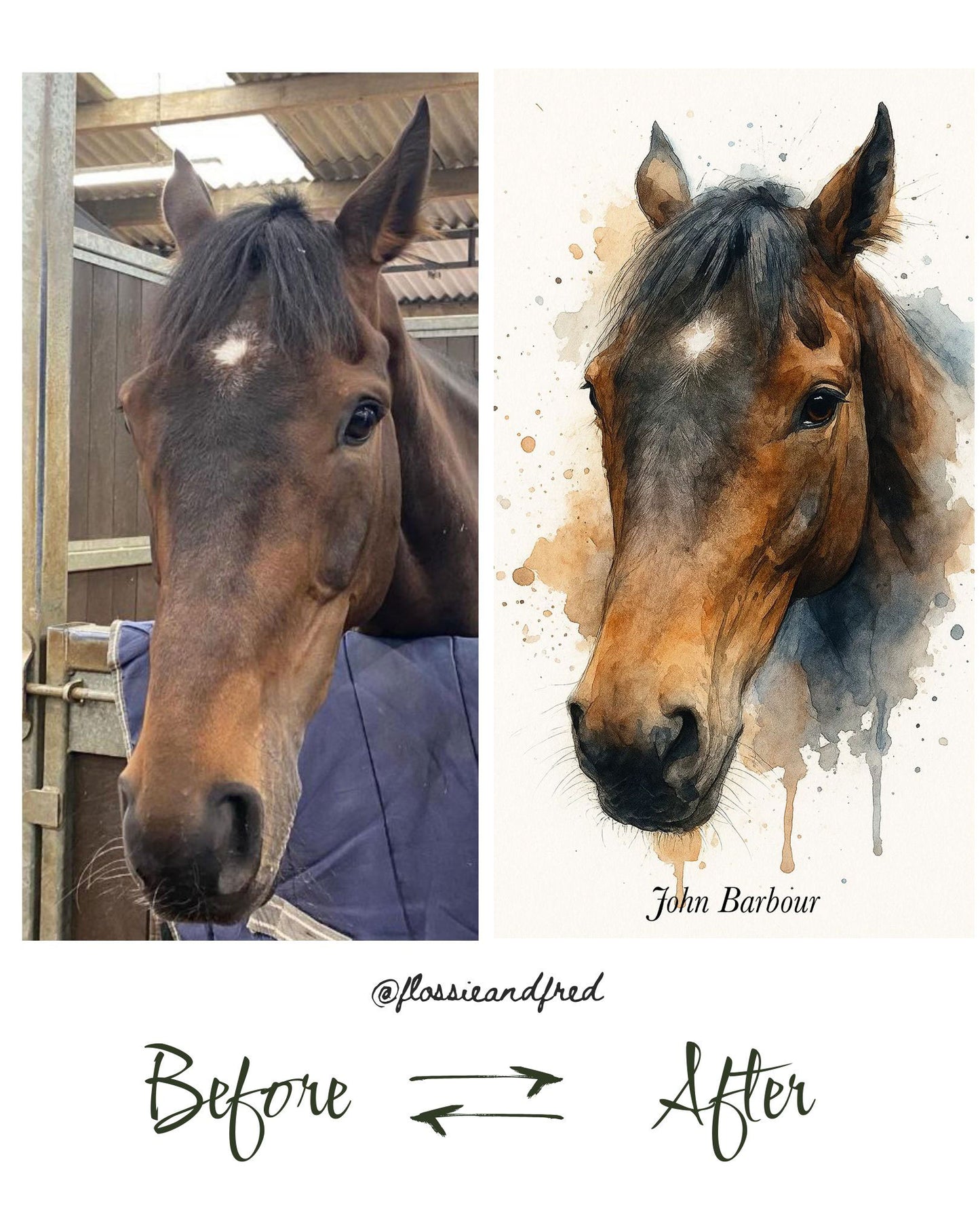 Personalised Watercolour Horse Portrait Print