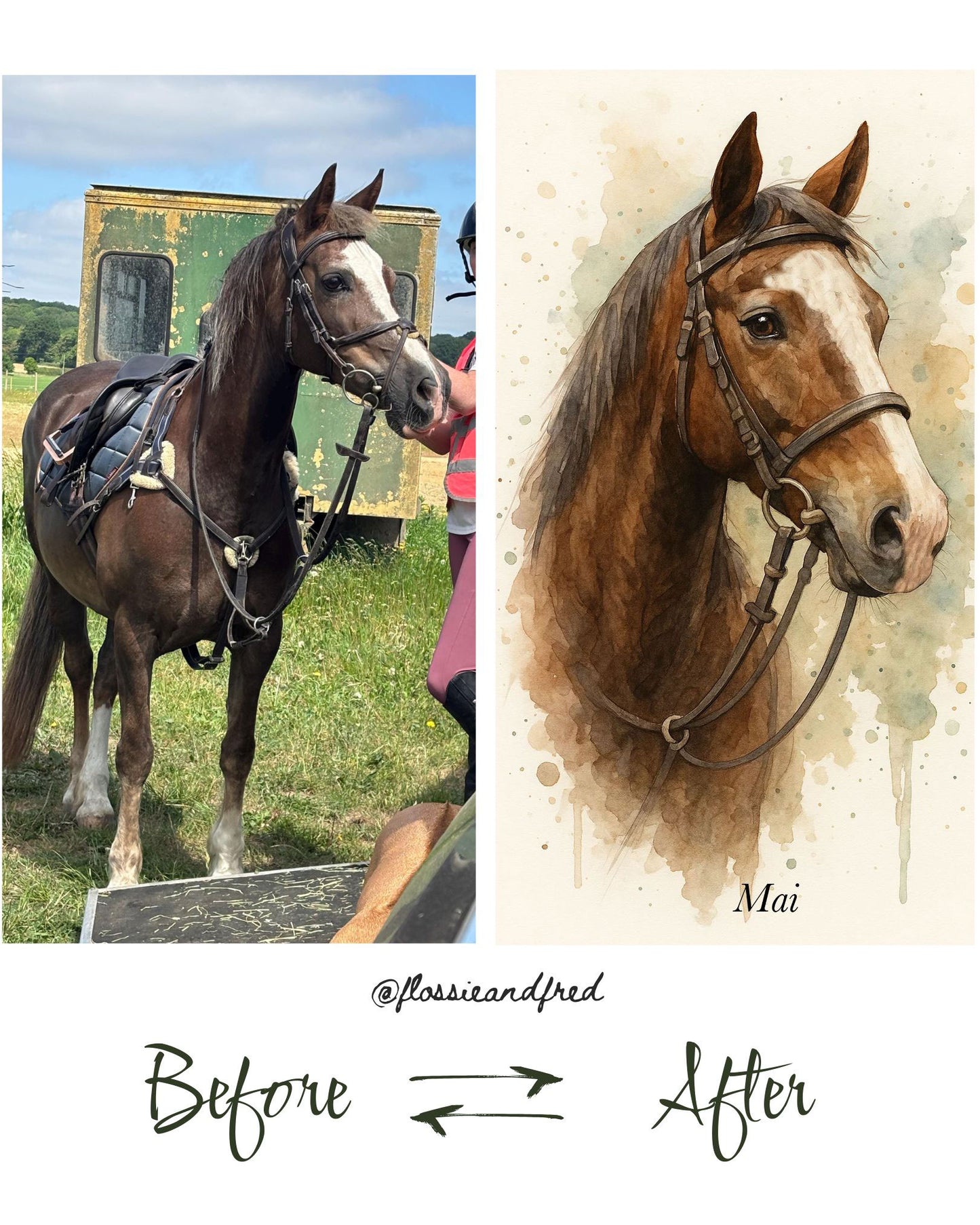Personalised Watercolour Horse Portrait Print