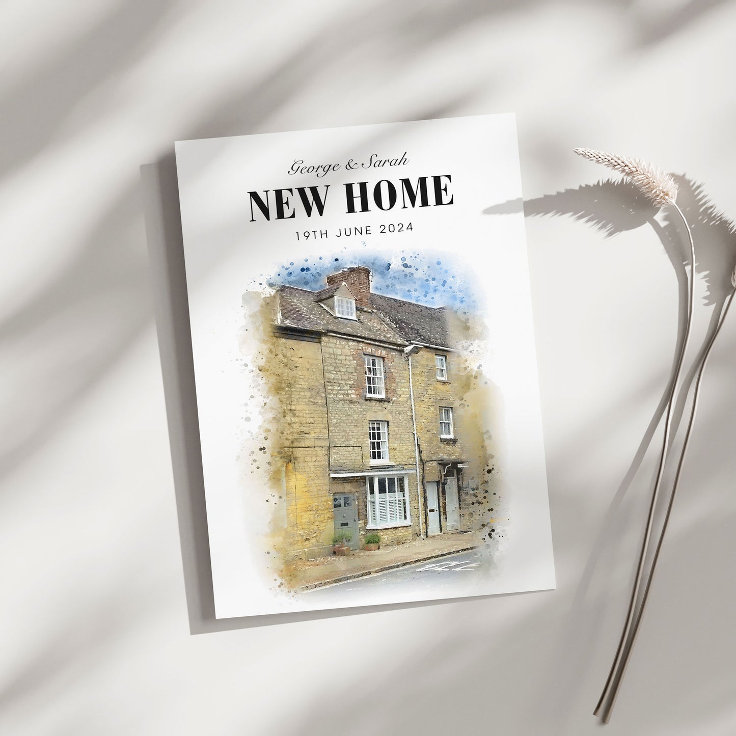 Personalised Watercolour New Home Card
