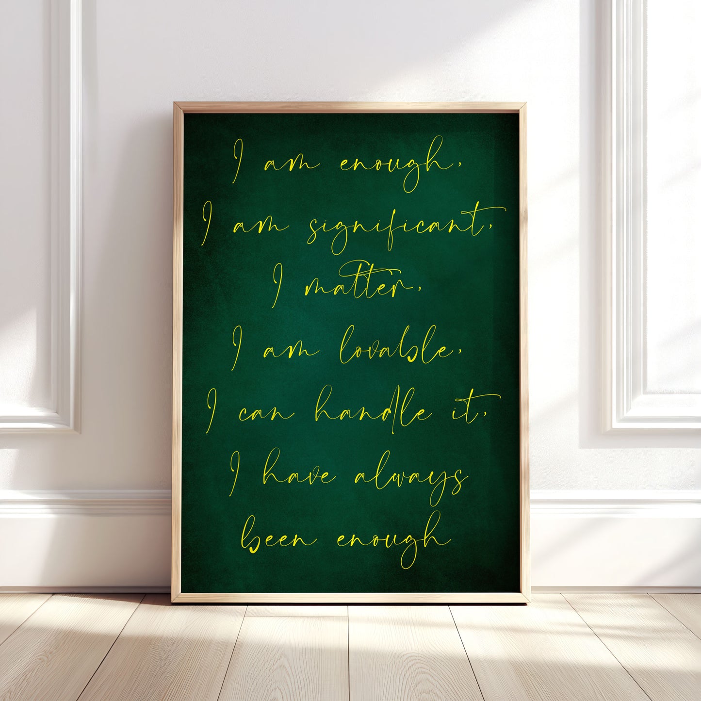 Your Own Quote Custom Wall Poster - Emerald Green Print (Yellow Text)