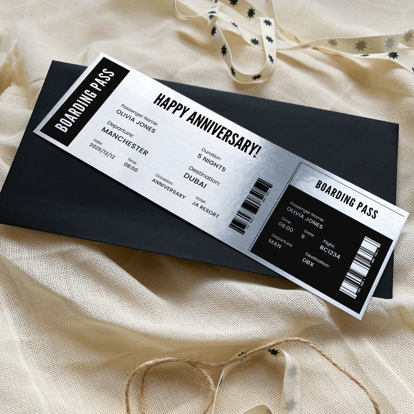 Personalised Boarding Pass Travel Ticket Keepsake