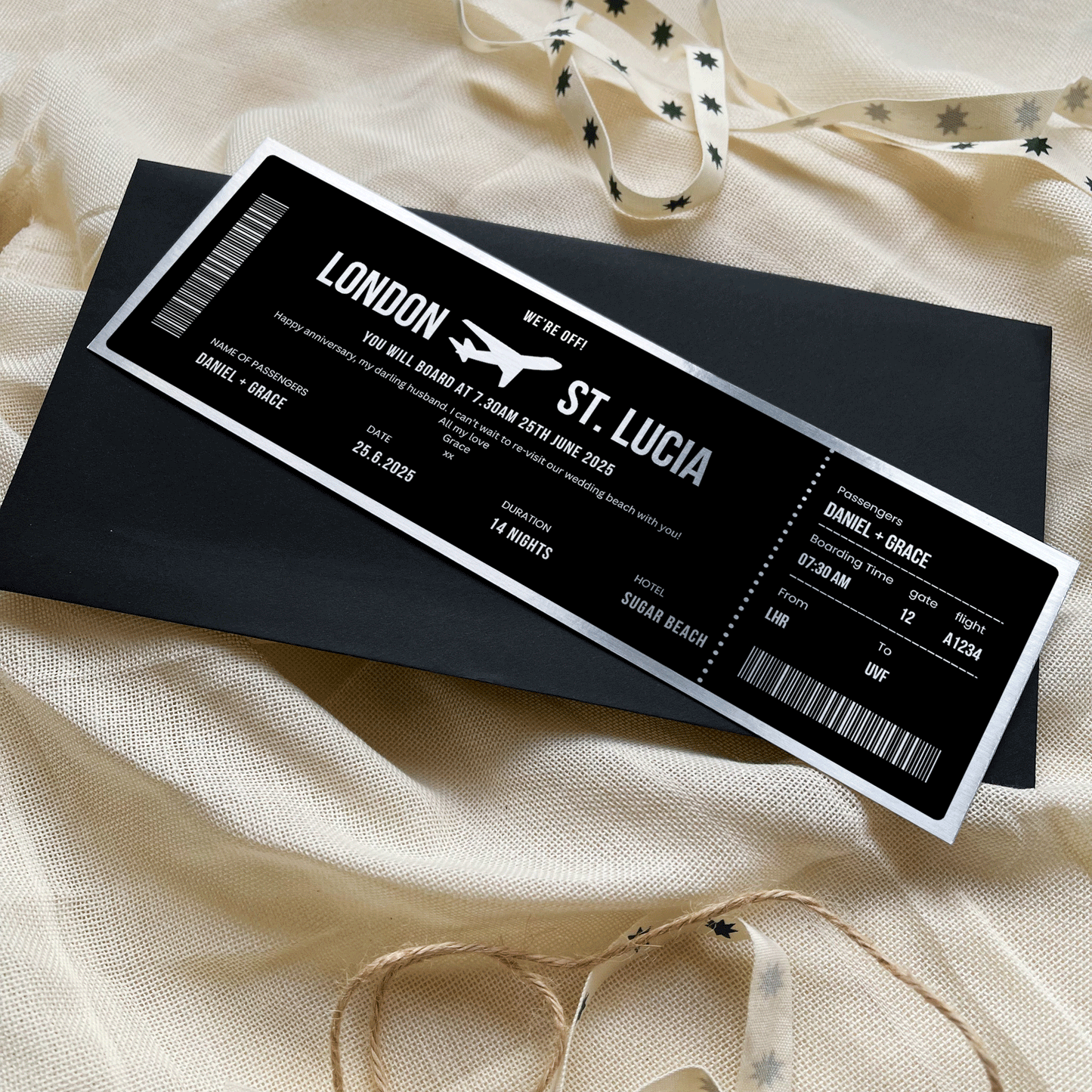 Personalised Boarding Pass Travel Ticket Keepsake