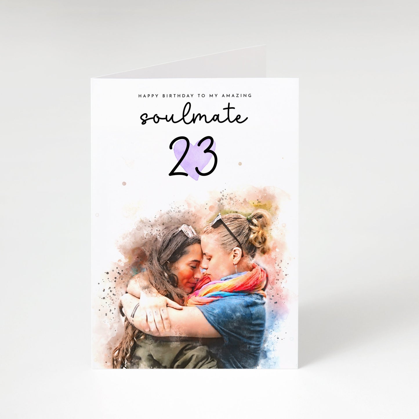 Personalised Watercolour Birthday Cards from Your Own Photo | Milestone Birthday Cards | Special Occasion | 30th | 40th | 50th | 60th | 21st