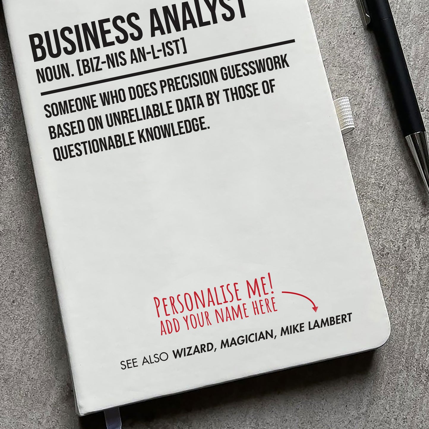 Funny Personalised "Business Analyst" Definition Notebook