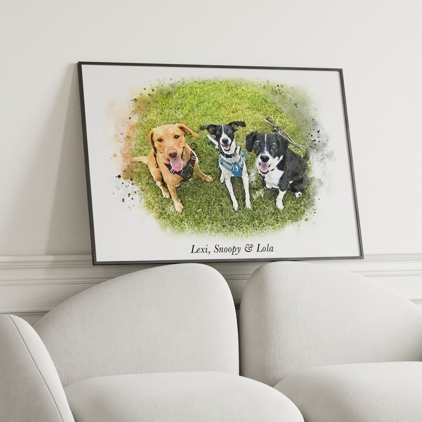 Personalised Watercolour Multiple Pet Portrait