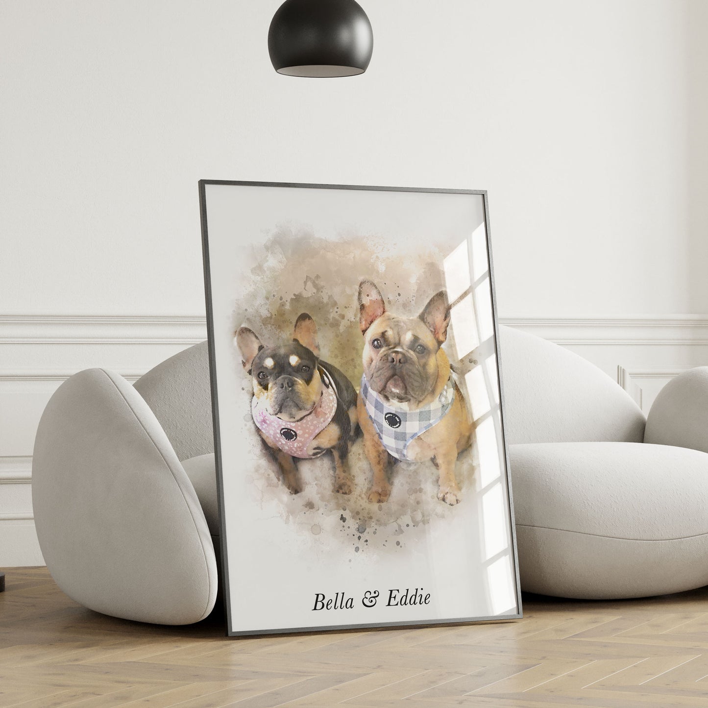 Personalised Watercolour Multiple Pet Portrait