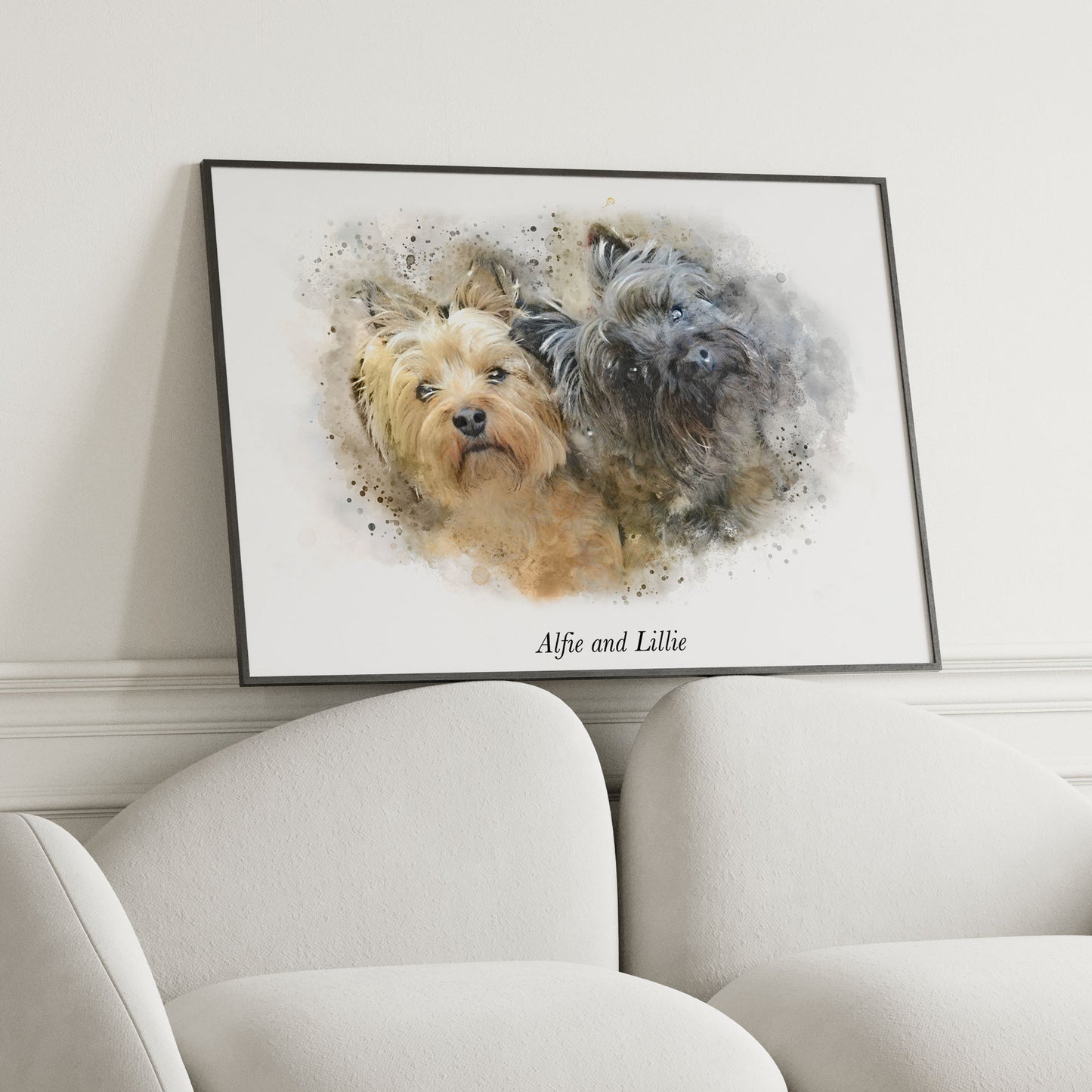 Personalised Watercolour Multiple Pet Portrait