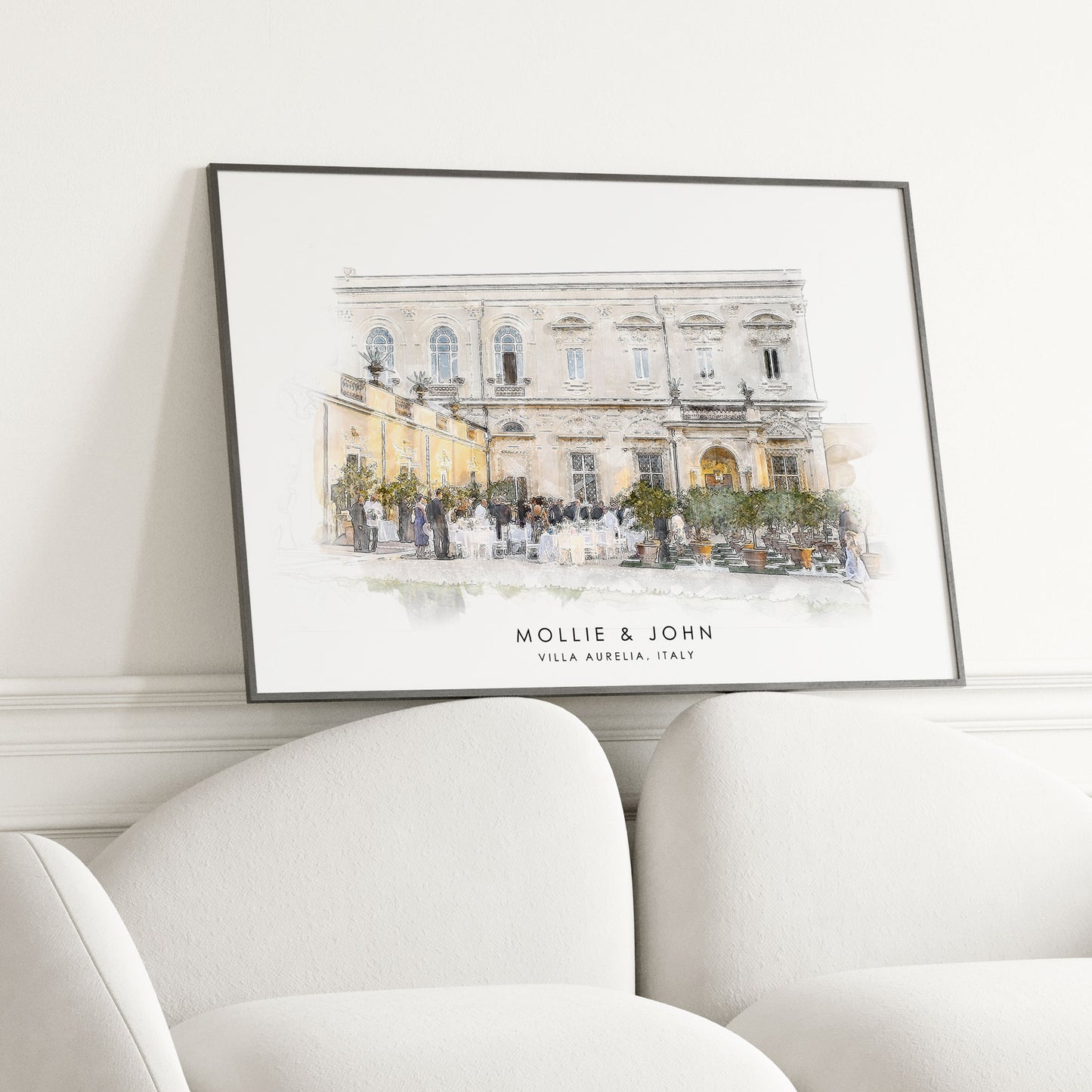 Personalised Watercolour Wedding Venue Portrait