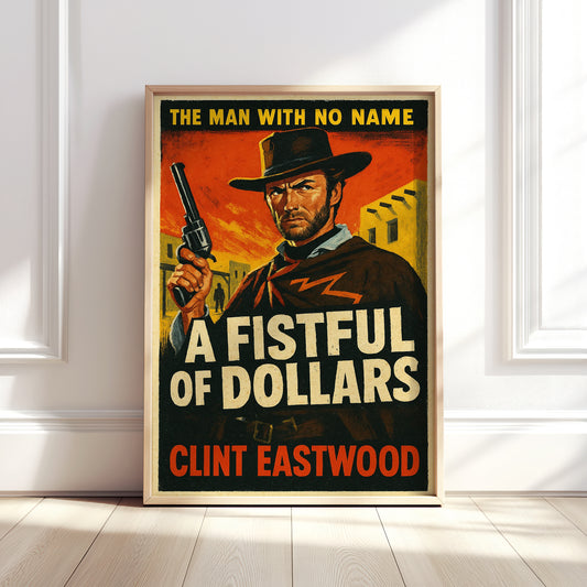 A Fistful of Dollars 1950's B-Movie Style Wall Poster