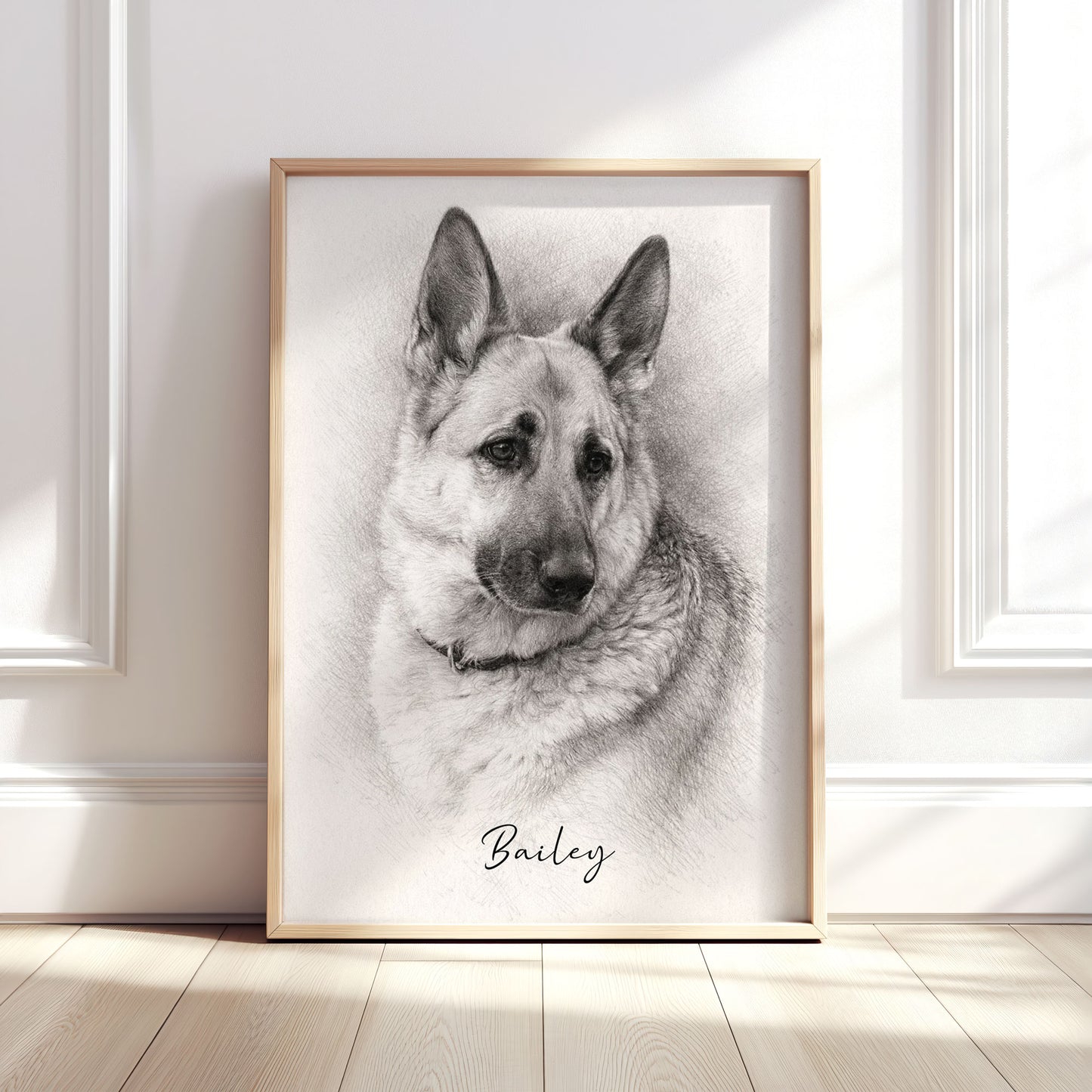 Personalised Pencil Sketch Style Pet Portrait Print