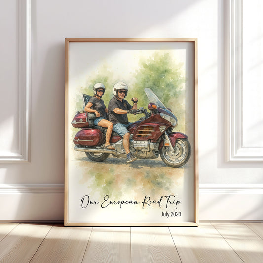Personalised Motorbike Watercolour Print From Your Photo
