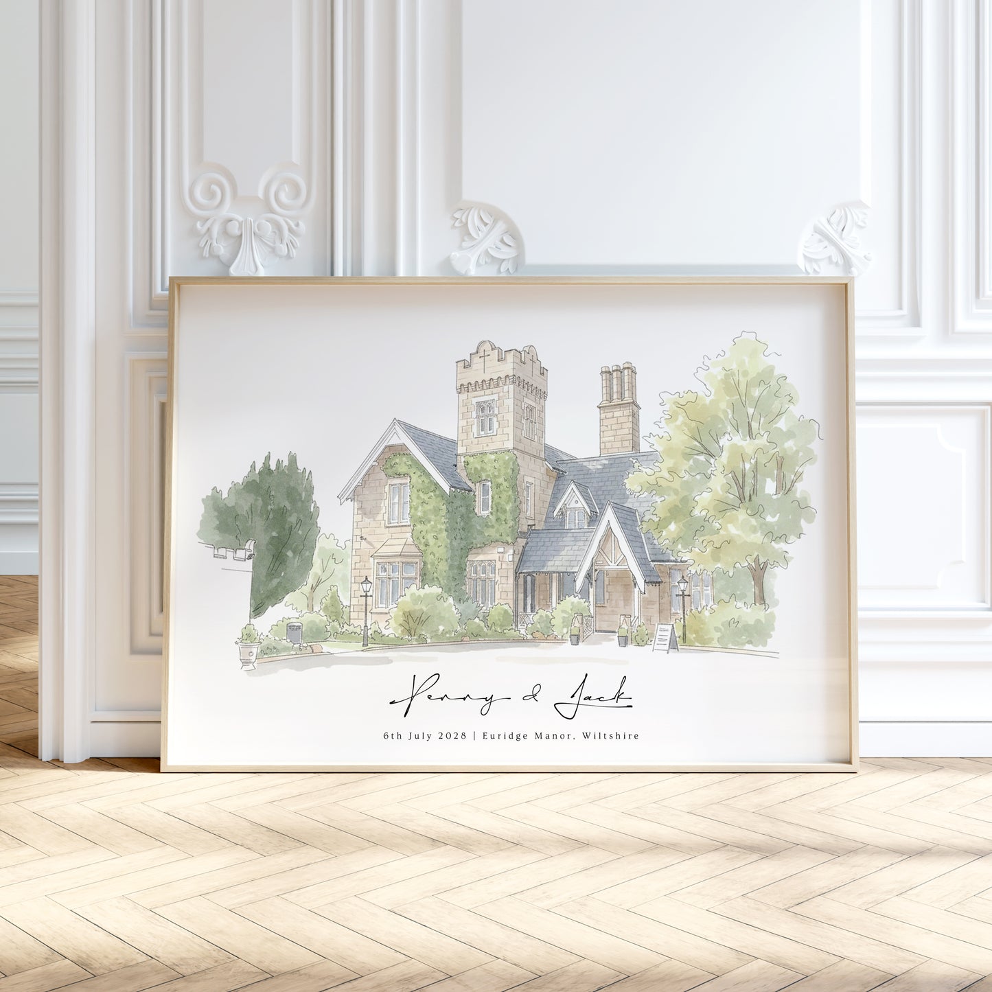 Personalised Watercolour Church or Wedding Venue Portrait