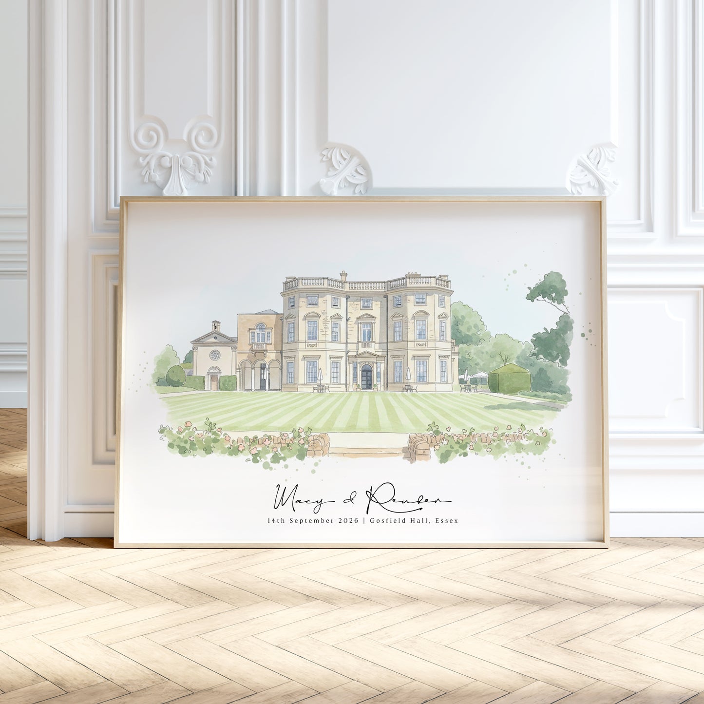 Personalised Watercolour Church or Wedding Venue Portrait