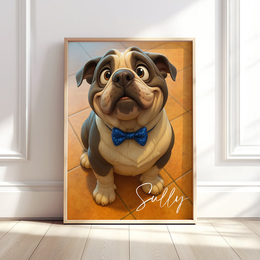 Personalised Disney Style Cartoon Pet Portrait Art