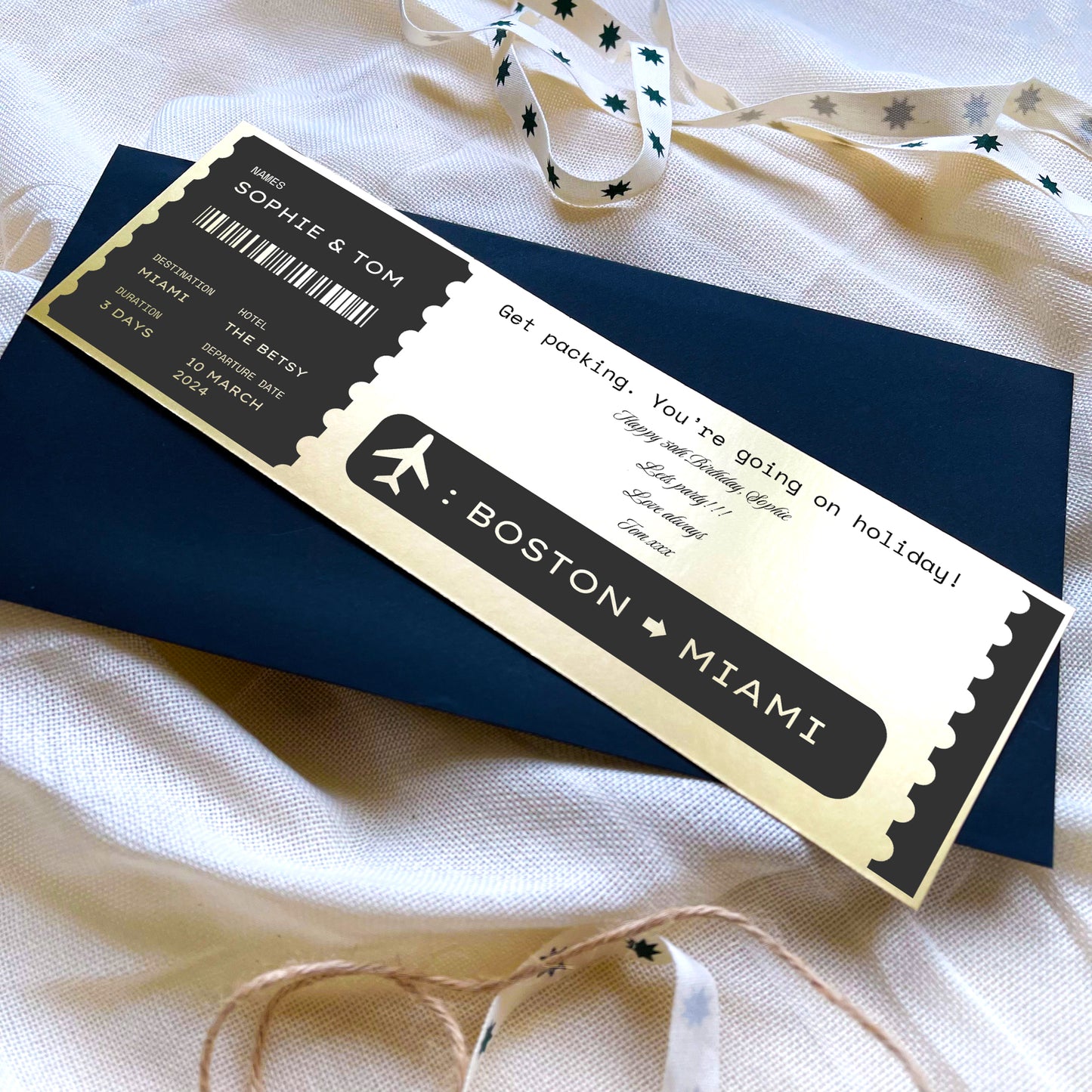 Personalised Boarding Pass Travel Ticket Keepsake