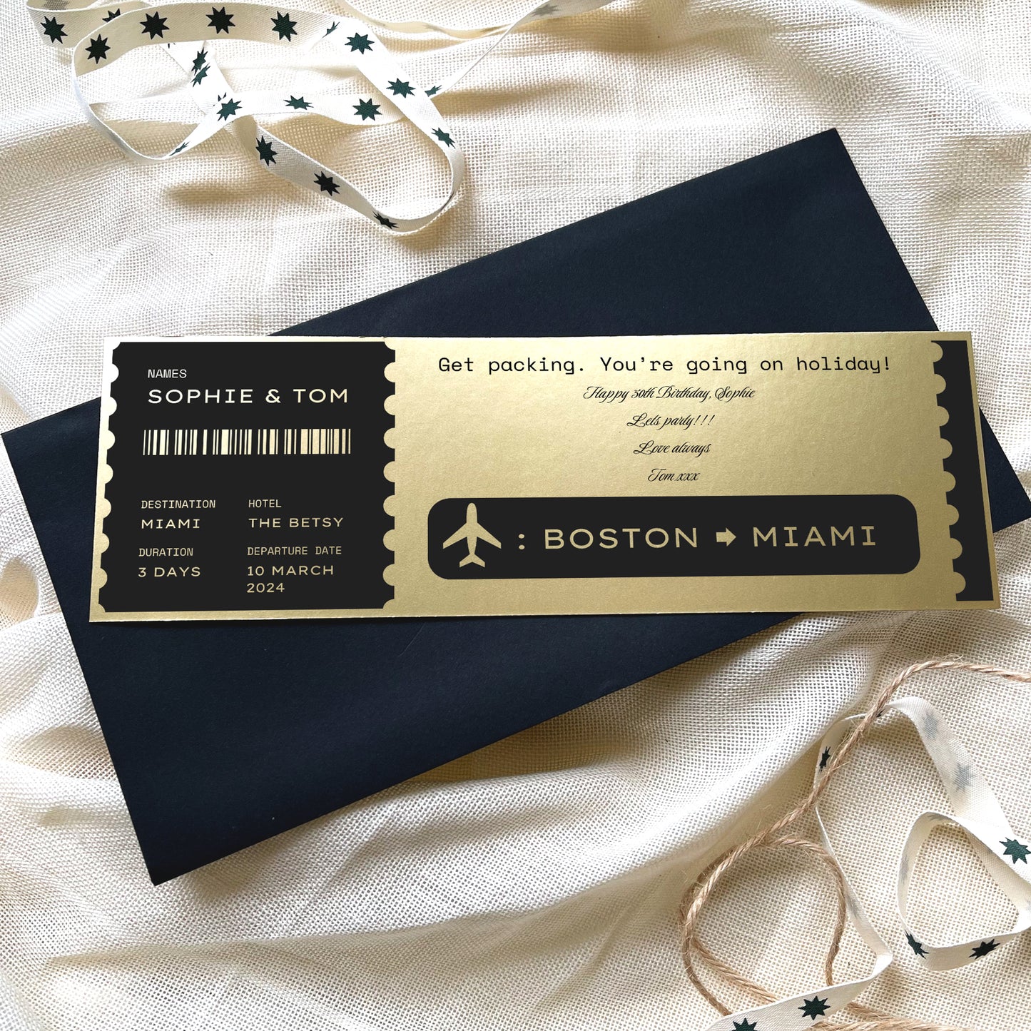Personalised Boarding Pass Travel Ticket Keepsake