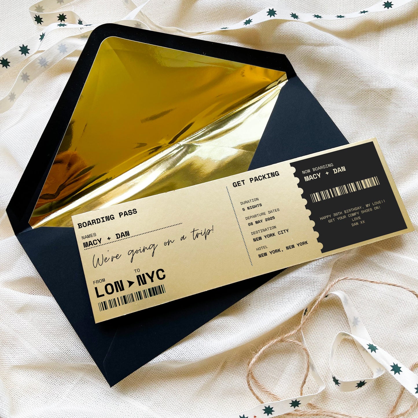 Personalised Boarding Pass Travel Ticket Keepsake