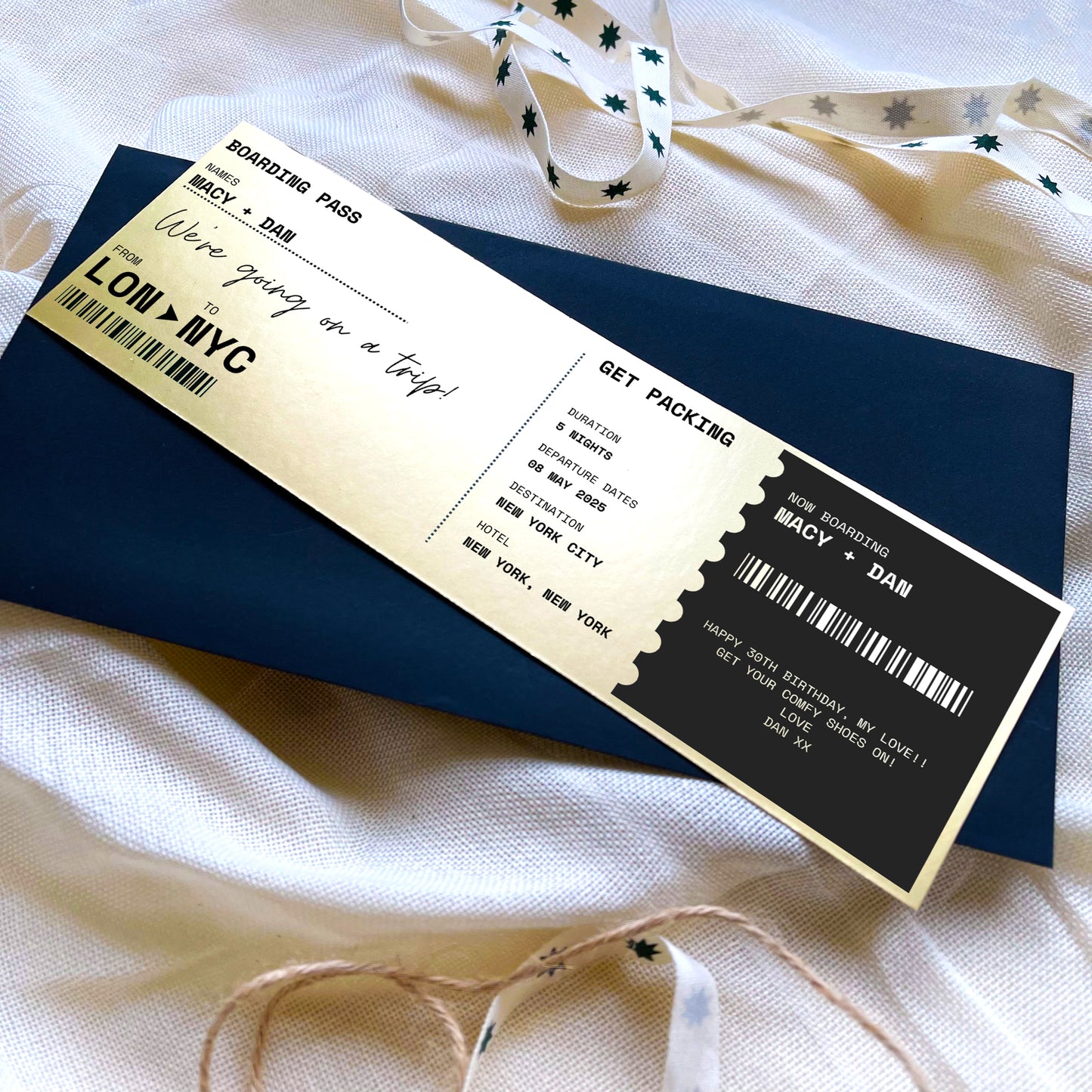 Personalised Boarding Pass Travel Ticket Keepsake