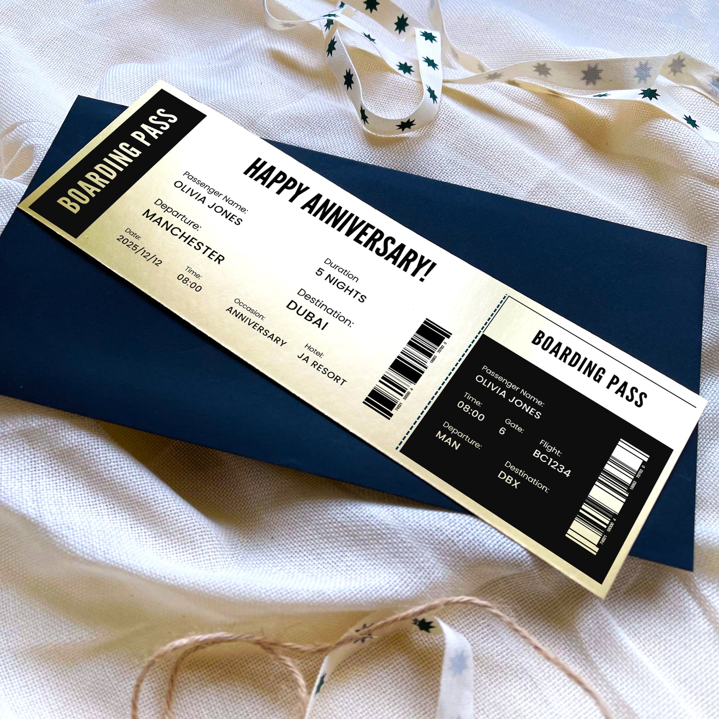 Personalised Boarding Pass Travel Ticket Keepsake