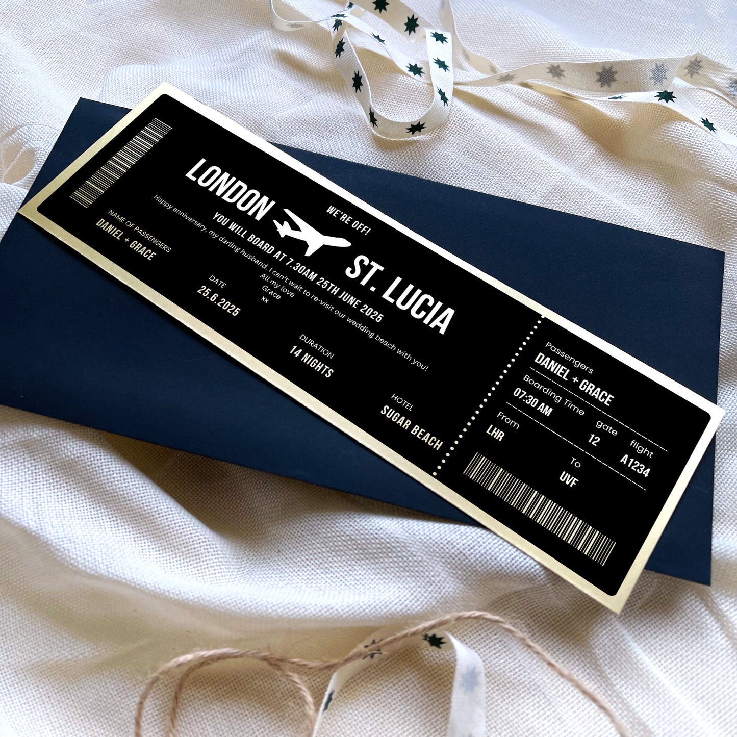 Personalised Boarding Pass Travel Ticket Keepsake