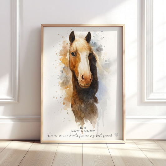Personalised Watercolour Horse Portrait Print