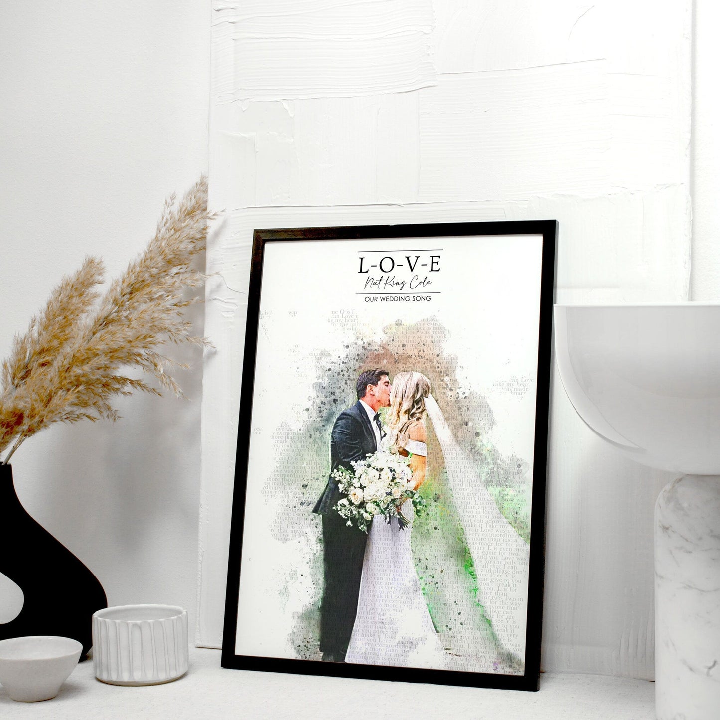 Personalised Watercolour Wedding Photo & Song Lyrics Art Print | Portrait | Gifts For Couples | Anniversary Gift| Unique Wedding Gift