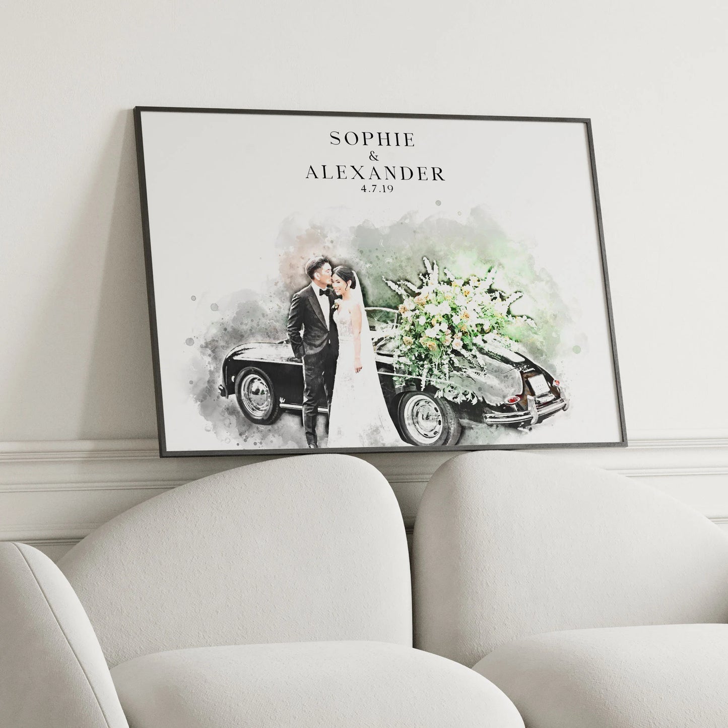 Personalised Watercolour Wedding Anniversary Photo Art