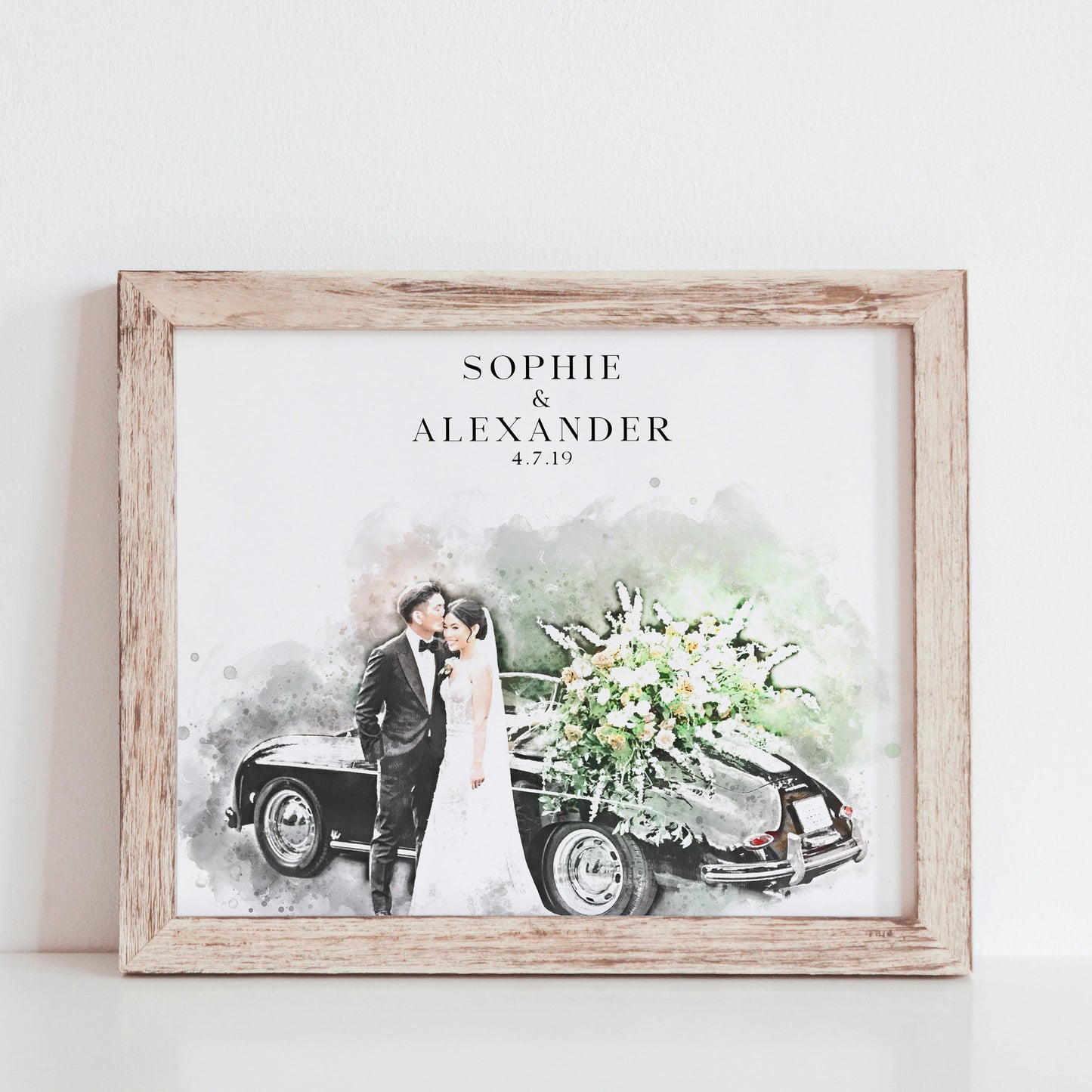 Personalised Watercolour Wedding Anniversary Photo Art