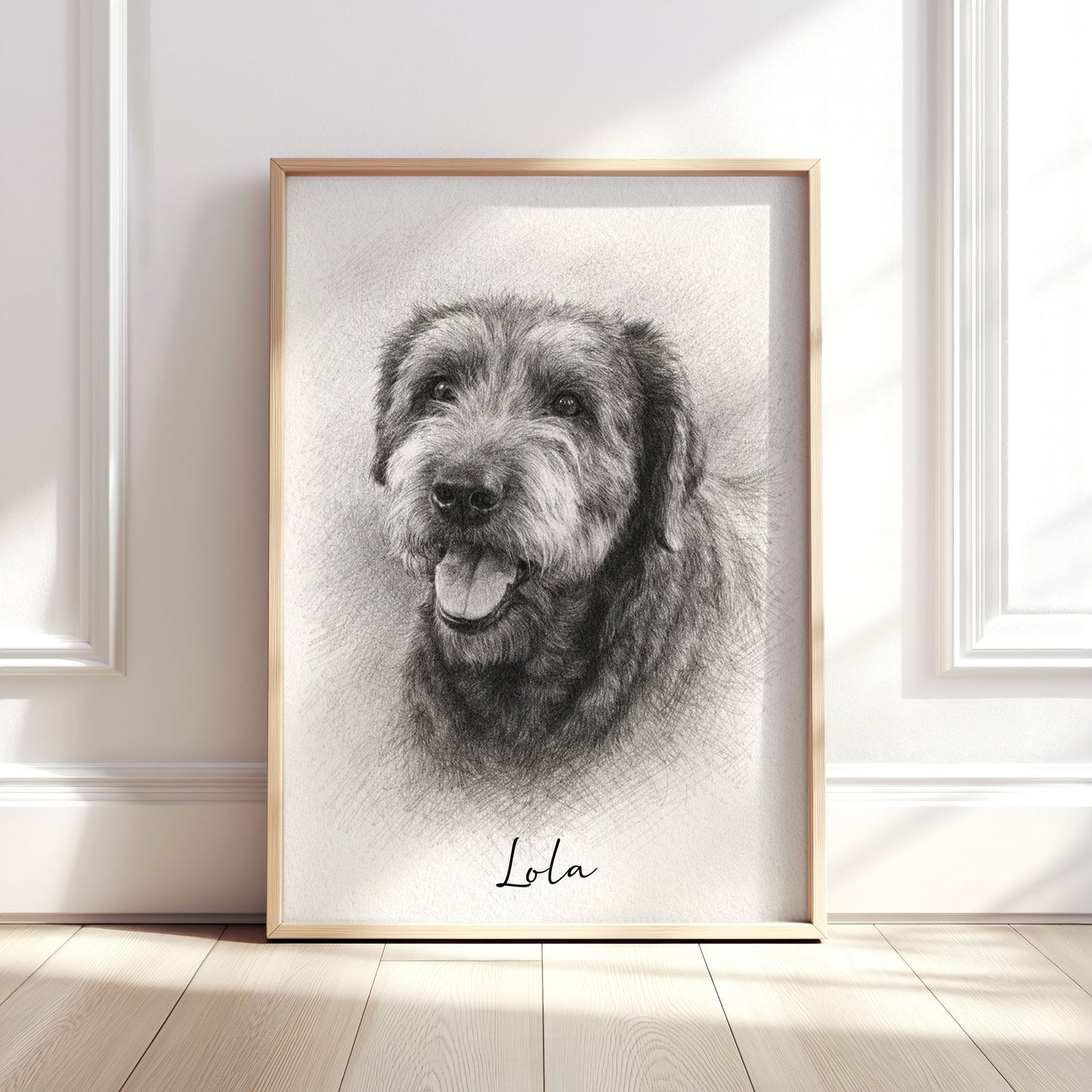 Personalised Pencil Sketch Style Pet Portrait Print
