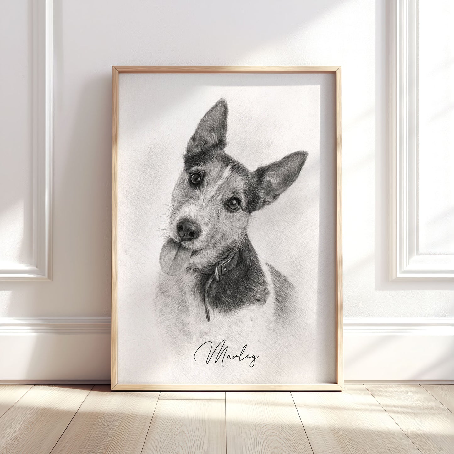 Personalised Pencil Sketch Style Pet Portrait Print