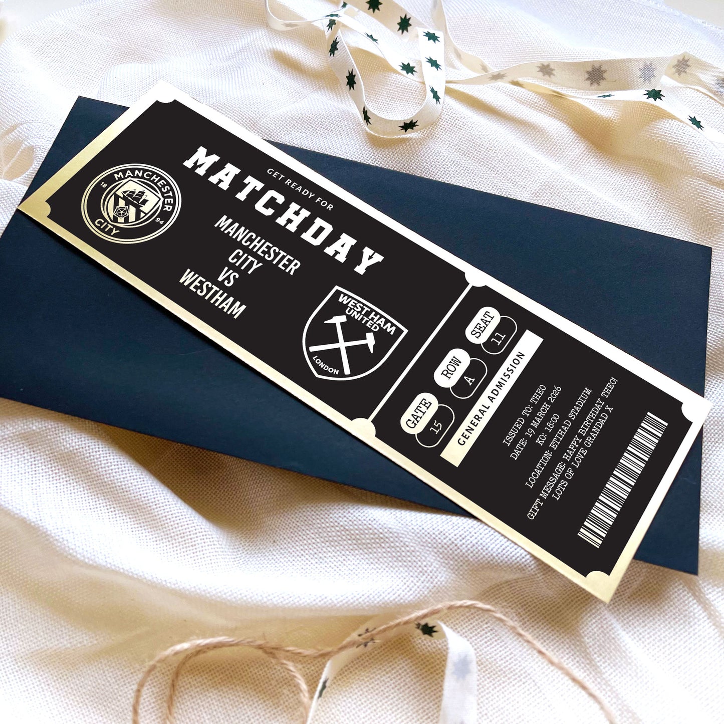 Personalised Football Matchday Ticket Keepsake