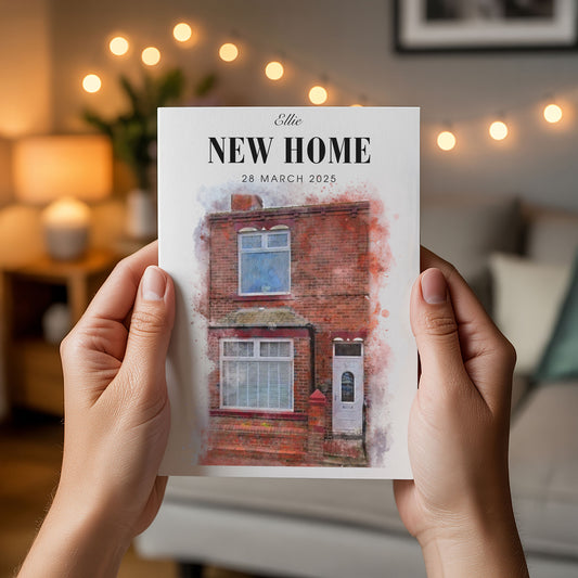 Personalised Watercolour New Home Card
