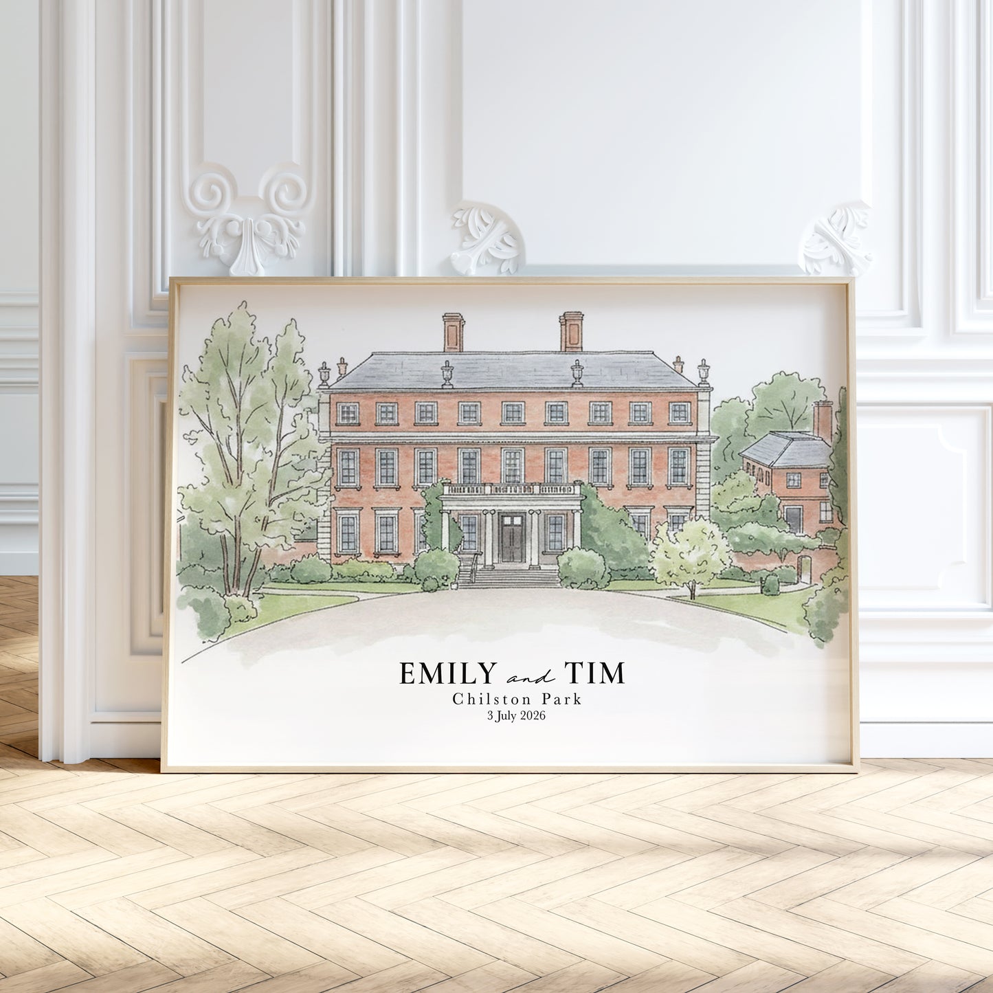 Personalised Watercolour Wedding Venue Portrait