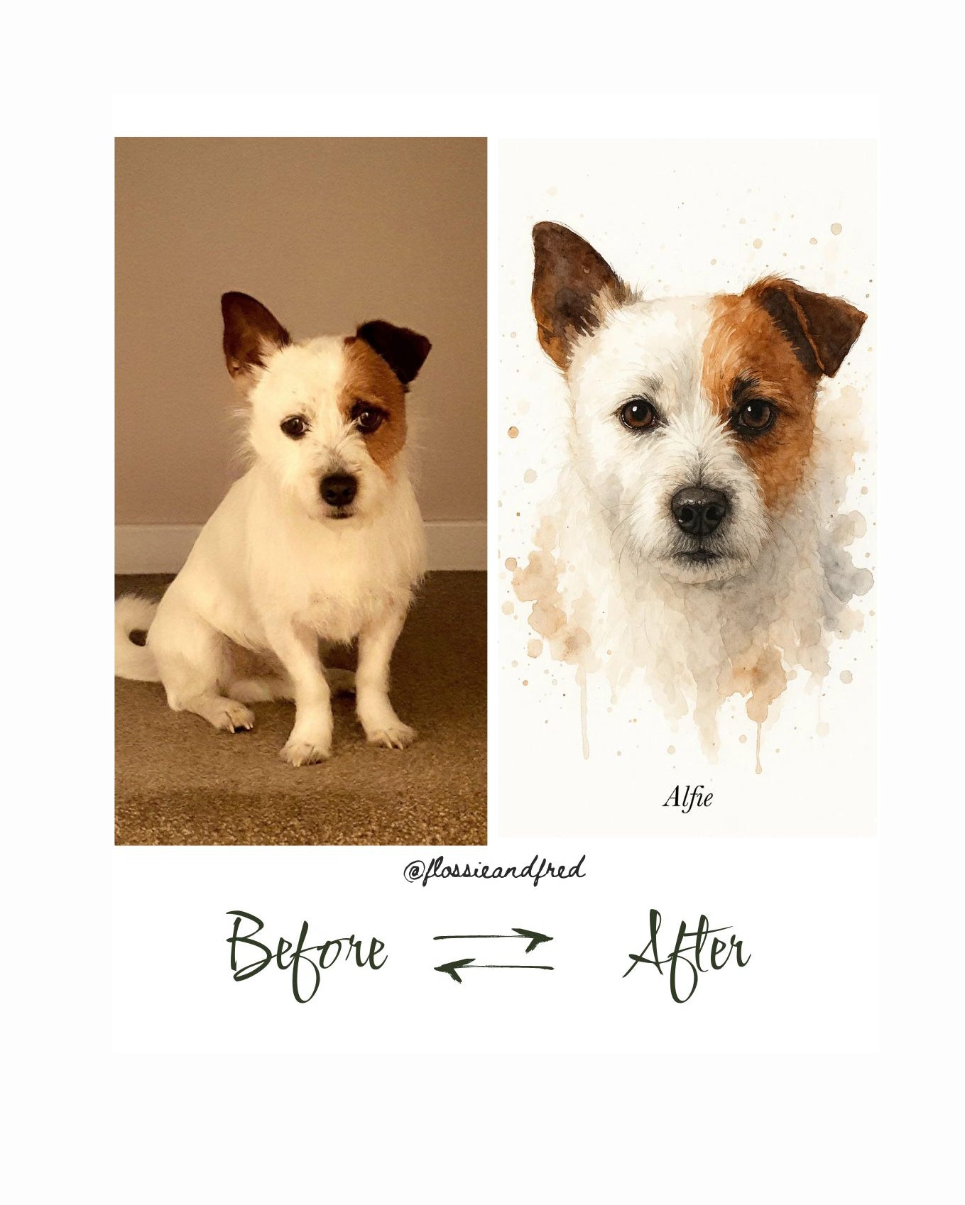 Personalised Watercolour Dog Portrait Art